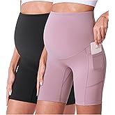 POSHDIVAH Maternity Shorts for Women Over Belly Biker Summer Pregnancy Workout Yoga Active Running Short Leggings 5"/8"