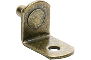 DESUNIA 5mm L-Shaped Bracket Style Cabinet Shelf Support Pegs with Hole for Closets, Kitchens, & Furniture - Antique Brass - 50 Pack