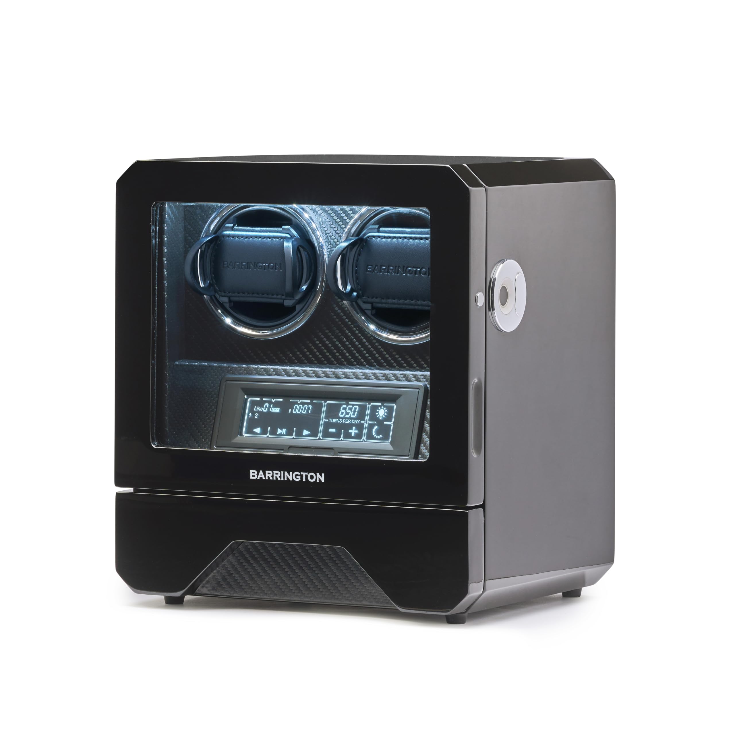 BARRINGTON Automatic Double/Dual Watch Winder for 2 Watches with Quiet Japanese Motors | Multi Rotation & Turns Per Day Modes | LED Digital Display | Simple Touch Operation