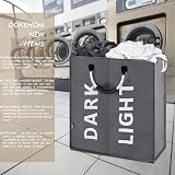 DOKEHOM 80L Large Collapsible Laundry Basket Two Sections Dark Grey view 2