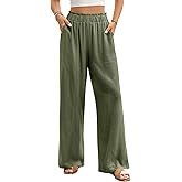 Jyanl Linen Pants Women Summer Wide Leg Palazzo Pants Loose Slim High Waist Flowy Beach Boho Lounge Trouser Work Outfits 2026