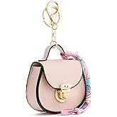 WOZEAH Mini Backpack Keychain for Women,Small Change Pouch Coin Purse Snap Button with Key Headset Bag（Pink）