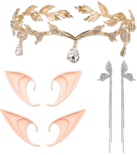 LaVenty Lune renaissance elfe costume gants coiffe renaissance bandeau couronne de fée de la forêt oreilles d'elfe forêt elf renaissance halloween mariage douche nuptiale