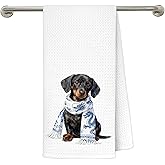 gsgfdshf Blue Chinoiserie Dachshund Kitchen Towels 16x24 in, Dachshund Lovers Gifts, Grandmillennial Scarf Sausage Wiener Dog Decorative Hand Tea Dish Towels for Bathroom Kitchen