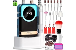 LIMEGIRL Professional Electric Nail Drill Kit 45000RPM Portable Cordless Toenail Cordless Toenail Machine with 14 Drill Bits and Base for Women (Green)