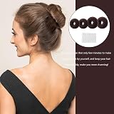 YHQZ 4 Pcs Brown Ring Donut Bun Shaper Set w/ 20 Hair Pins Kids Women view 4