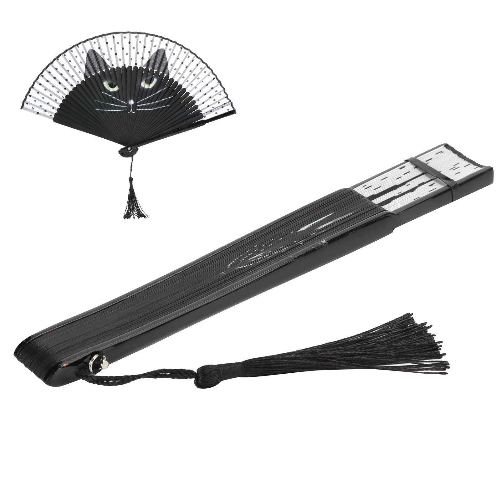 Qcwwy Folding Hand Rave Fan for Women Men, Folding Hand Fan Cartoon Cat Hand Fans Handheld Fan Inkjet Pattern Folding Fans for Festival Decoration Gifts