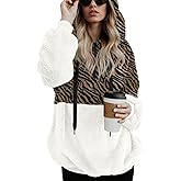 LONGYUAN Women Casual Hoodies Fashion Fuzzy Warm Pullover Sherpa Outerwear with Pockets
