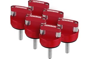 TENGBASE Quick Release Thumb Screw for Jeep Wrangler JK 2007-20018, JL 2018-2022 & Gladiator JT - Billet Aluminum Hard Top Fastener with Integrated D Ring (Red)