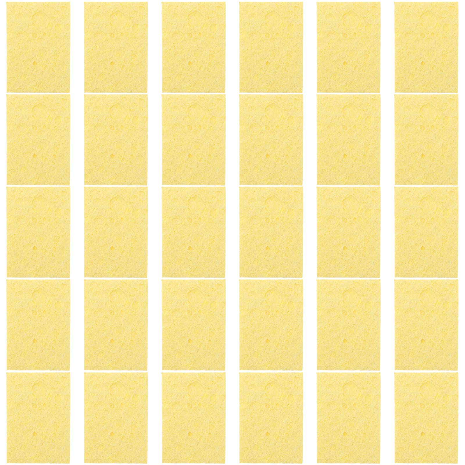 VILLCASE Soldering Sponge 30PCS - Soldering Tip Cleaning Sponge Solder Station Sponges Soldering Replacement Solder Iron Sponge Pads Soldering Tip Cleaning Tool 5x3.5x0.2cm (Yellow)
