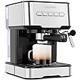 Chefman 6-in-1 Espresso Machine with Steamer, One-Touch Single or Double Shot Maker, Coffee Cappuccino Machine, Latte Built-I