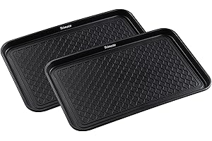 Trimate All Weather Boot Tray, 2 Pack Water Resistant Plastic, Multi-Purpose for Shoes, Pet Feeding Trays, Garden-Mudroom Entryway, Garage, Indoor or Outdoor - Medium, 24"x16" - (Black)