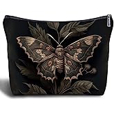 Zomhix Goth Makeup Bag for Women - Witchy Gifts, Vintage Moth Women's Zippered Bag, Witchy Gifts for Women, Moth Makeup Bag, Gothic Witch Cosmetic Bags for Purse