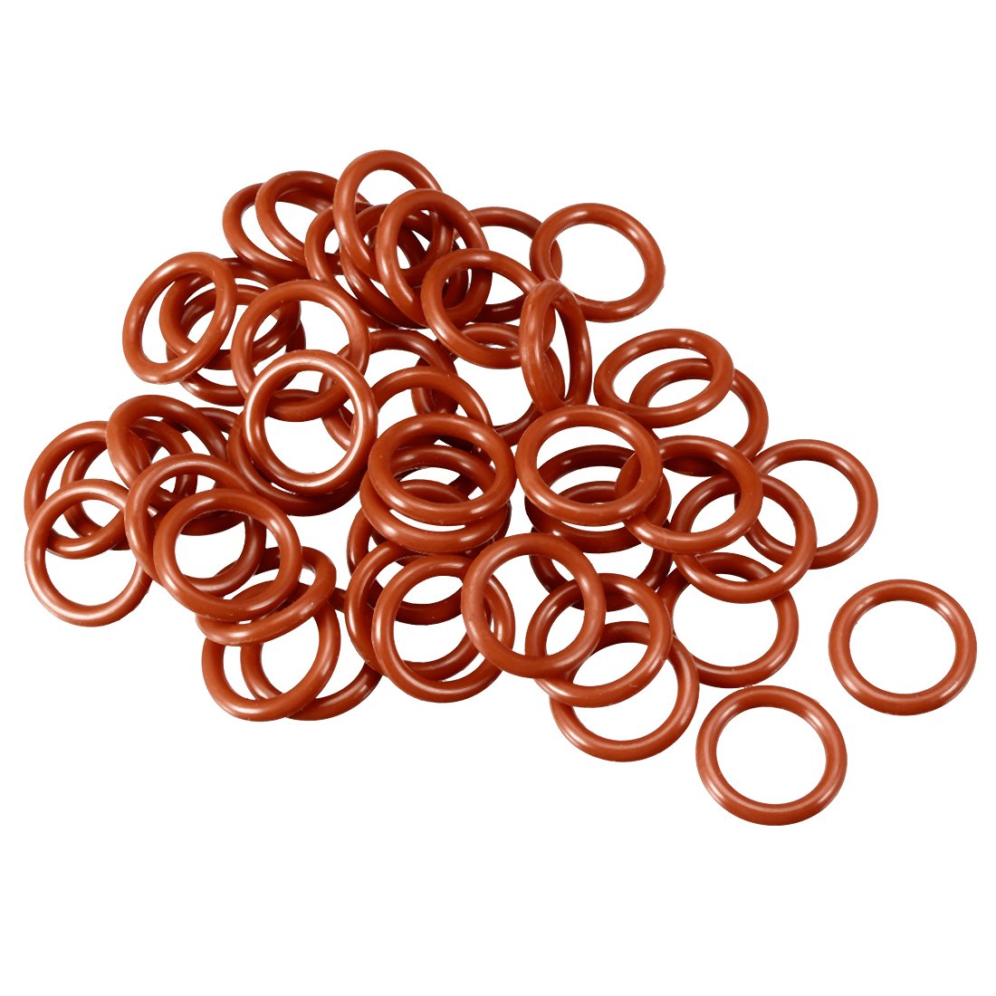 sourcingmap Silicone O-Ring, 14mm OD, 10mm ID, 2mm Width, VMQ Seal Rings Gasket, Red, Pack of 50