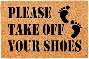 Mat Washable Funny Please Take Off Your Shoes Entryway Floor with Heavy Duty Front Porch Welcome Mats 16x24 Inch Kitchen Rug 