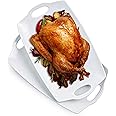Turkey Serving Platter for Entertainment, Serving Tray with Handles Large, Party, Display, LYEOBOH 16 inch Rectangle Porcelain Platters Set of 2, White