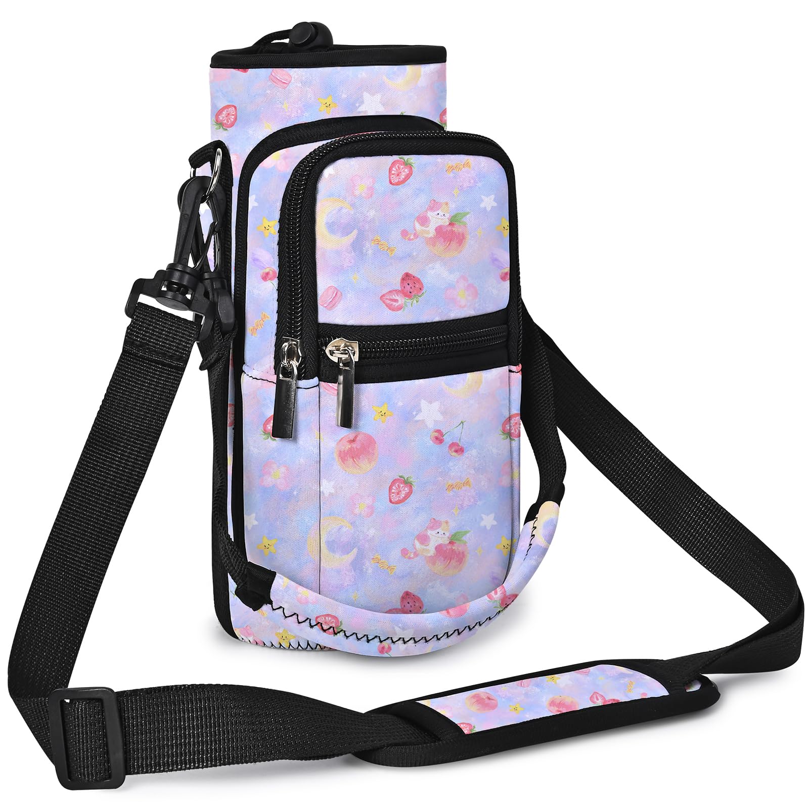 Photo 1 of AUPET Water Bottle Sling Bag Sleeve Holder Carrier 25/32/40/64 oz,Insulated Crossbody Water Bottle Case Cover with Strap and Pockets for Men/Women Walking Hiking (Cute Pastel Theme, 32oz)