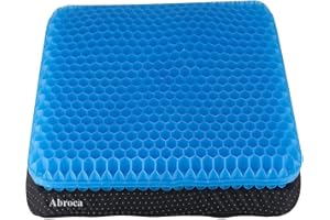 Abroca Gel Seat Cushions for Long Sitting, Double Thick Cooling Seat Pads for Back Sciatica Tailbone Pain Pressure Relief with Non-Slip Cover, Chair Pads for Car Seat Driver, Office Desk,Wheelchair