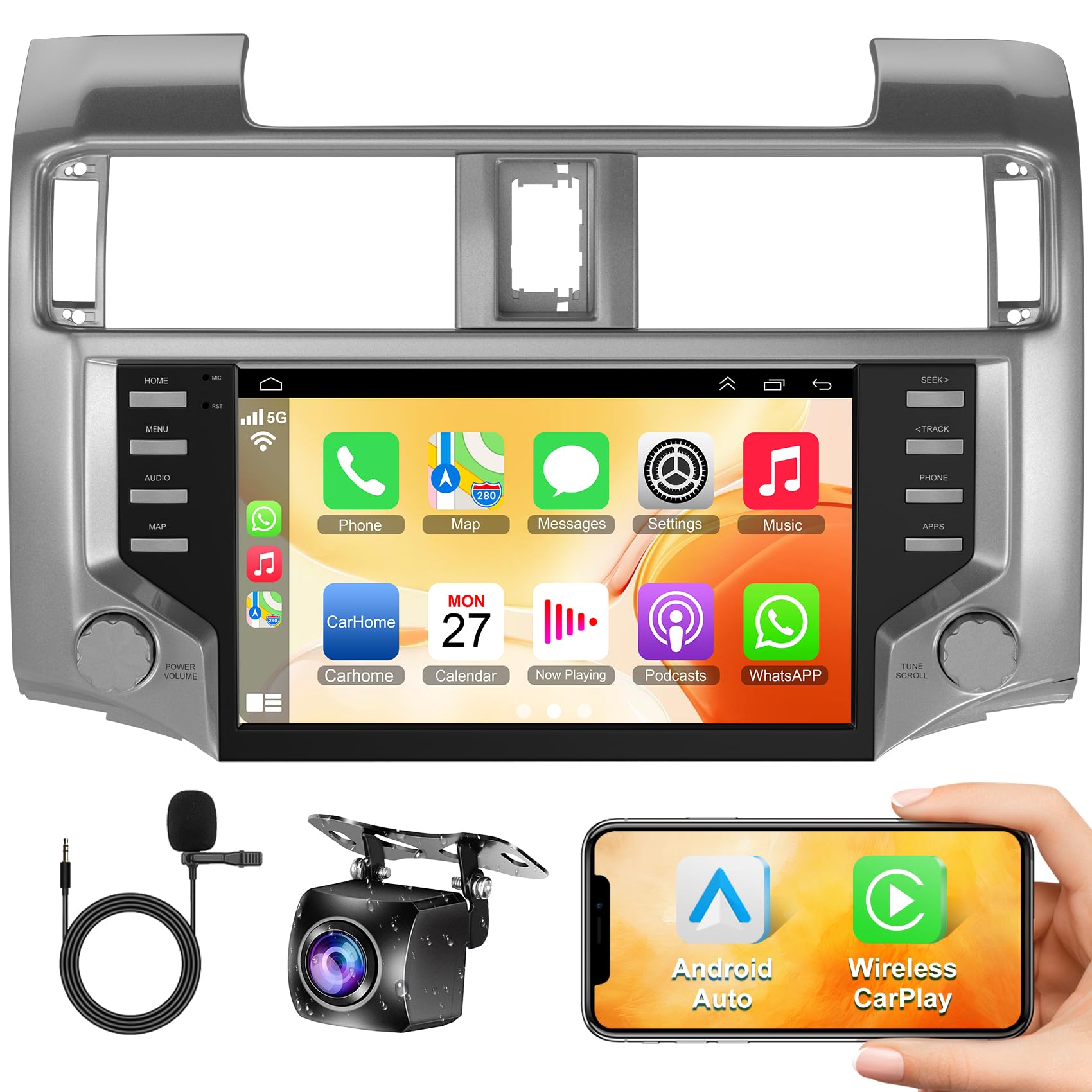 Photo 1 of 4+64GB Car Radio for Toyota 4Runner 2010-2022 with Wireless Carplay&Android Auto, Android 13 IPS 4Runner Stereo Support Voice Control GPS Bluetooth 5.2 FM SWC DSP WiFi EQ Backup Camera