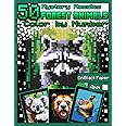 Mystery Mosaics Color by Number: 50 Forest Animals: Pixel Art Coloring Book with Dazzling Hidden Animals, Color Quest on Black Paper, Extreme ... (Mystery Mosaics Color by Number Animals)