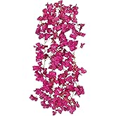 GhuaH 2 Pcs Artificial Bougainvillea Flowers Garland Fake Silk Bougainvilleas Vines Trailing Fuchsia Faux Hanging Flowers Plants Bougainvillea Artificial for Porch Wedding Arch Spring Summer Decor
