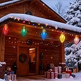 Jumbo Christmas Lights Outdoor, 16Ft Vintage Christmas Decorations Light with 10 5'' LED Giant Multicolored Bulbs, Jumbo C9 Hanging Lights Waterproof for Porch Holiday Eave Yard Garden Xmas Decor
