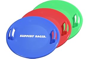 Slippery Racer Heavy-Duty Cold Resistant Downhill Pro Adults and Kids Plastic Outdoor Winter Saucer Disc Snow Sled with Handles