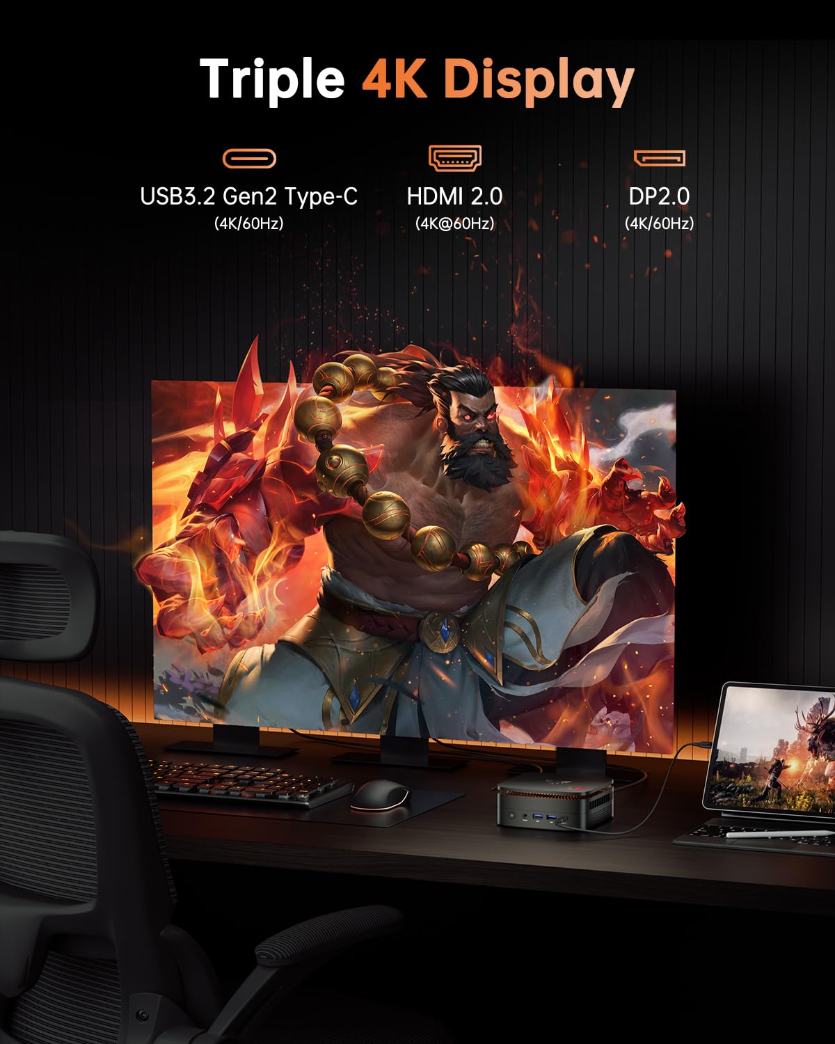 KAMRUI Hyper H1 Mini Gaming PC, AMD Ryzen 7 6800H, 32GB DDR5 4800MHz 1TB M.2 NVMe PCIe3.0x4 SSD Mini PC(8C/16T,up to 4.7GHz), 16MB L3 Smart Cache, Triple 4K Display/WiFi6/BT5.2/Mini Desktop Computers