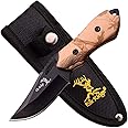 Elk Ridge - Outdoors Fixed Blade Knife - 6-in Overall, 3-in Black Stainless Steel Blade, Wood Handle, 1680D Nylon Sheath - Hunting, Camping, Survival (Camo)