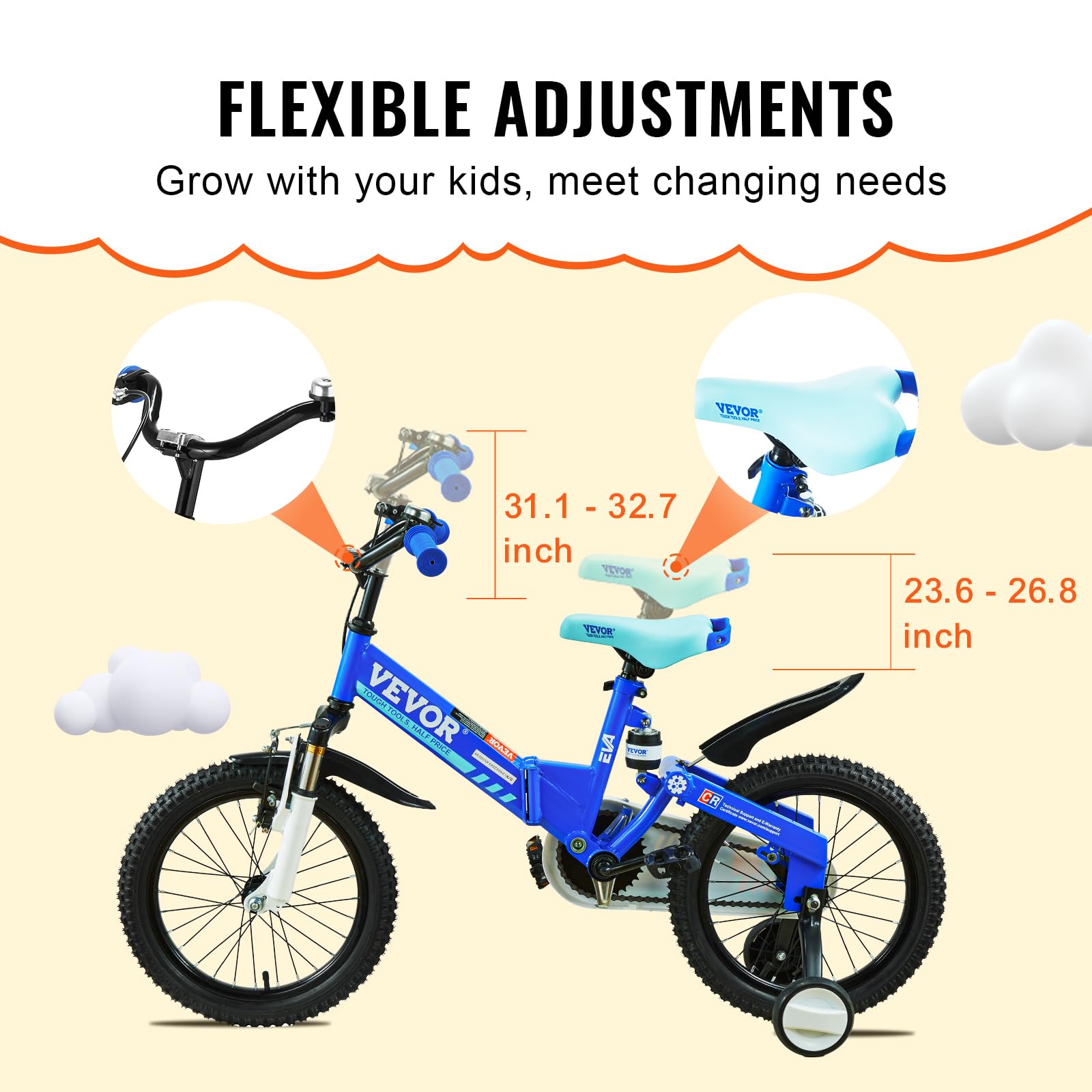 VEVOR Folding Toddler Balance Bike, 16