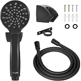 RV Shower Head with Hose and On Off Switch (Trickle), Water Saving High Pressure Shower Head with Hose Guide Ring, Shower Holder for RV, Camper, Van, Travel Trailer, Motorhome, Boat, Black