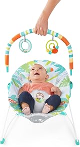 Bright Starts Rainforest Vibes Bouncer 0-6M 20 lb Toy Bar Non-Slip Feet view 6