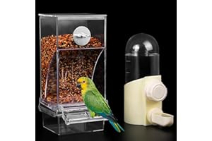 FLYING DOVE BRING LOVE TO YOU Automatic No Mess Bird Feeder & Water Dispenser for Cage, Parakeet Cage Accessories, Bird Water Feeder for Parrots Cockatiels Budgies Finches Canaries