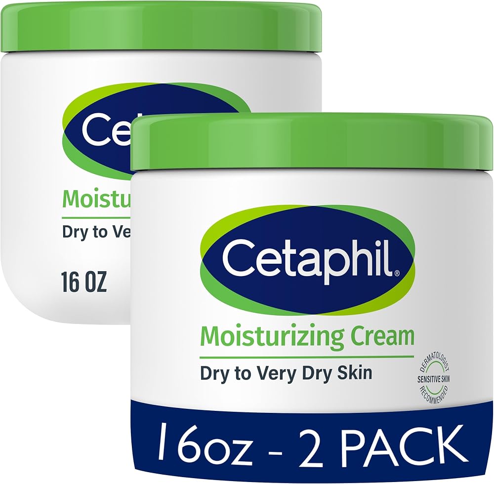 Cetaphil Moisturizing Cream, Dry Sensitive Skin, Fragrance Free, 16oz 2Pk | 2-pack value, face and body hydration, non-comedo