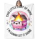 CosxHabitat Funny Pink Dumpster Fire Throw Blanket,Funny Gifts for Women Girls,Dumpster Fire Humorous Blanket for Couch Bed Dorm Bedroom Office,50x60 Inches