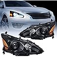Nilight Headlight Assembly for 2013 2014 2015 Altima 4 Door Sedan Advance Base Exclusive SL S SV Sense Replacement Headlamp Clear Projector Black Housing Amber Reflector