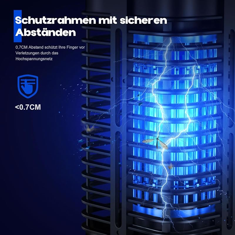 Insektenvernichter Elektrisch, 20W UV Mückenvernichter Lampe, Mückenschutz Mit LED Licht, Elektrische Fliegenfalle Mückenfalle Mückenlampe für Garten Innen und Aussen