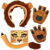 Rotamora Lion Halloween Costume Set, Animal Costume Cosplay Accessories Headband Gloves Face Sticker Dress Up for Women
