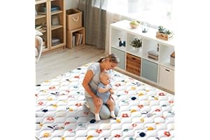 Odorless Premium Foam Foldable Baby Play Mat 71" X 59", Extra Large Thicker Activity Playmats for Babies,Toddlers, Infants, S