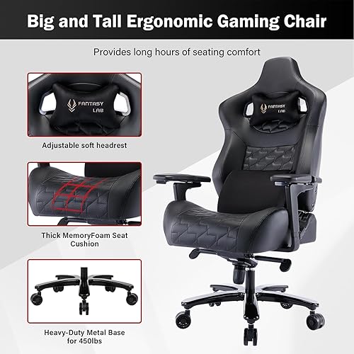 Fantasylab Big and Tall Gaming Chair Gaming Chair 440lb with 3D
