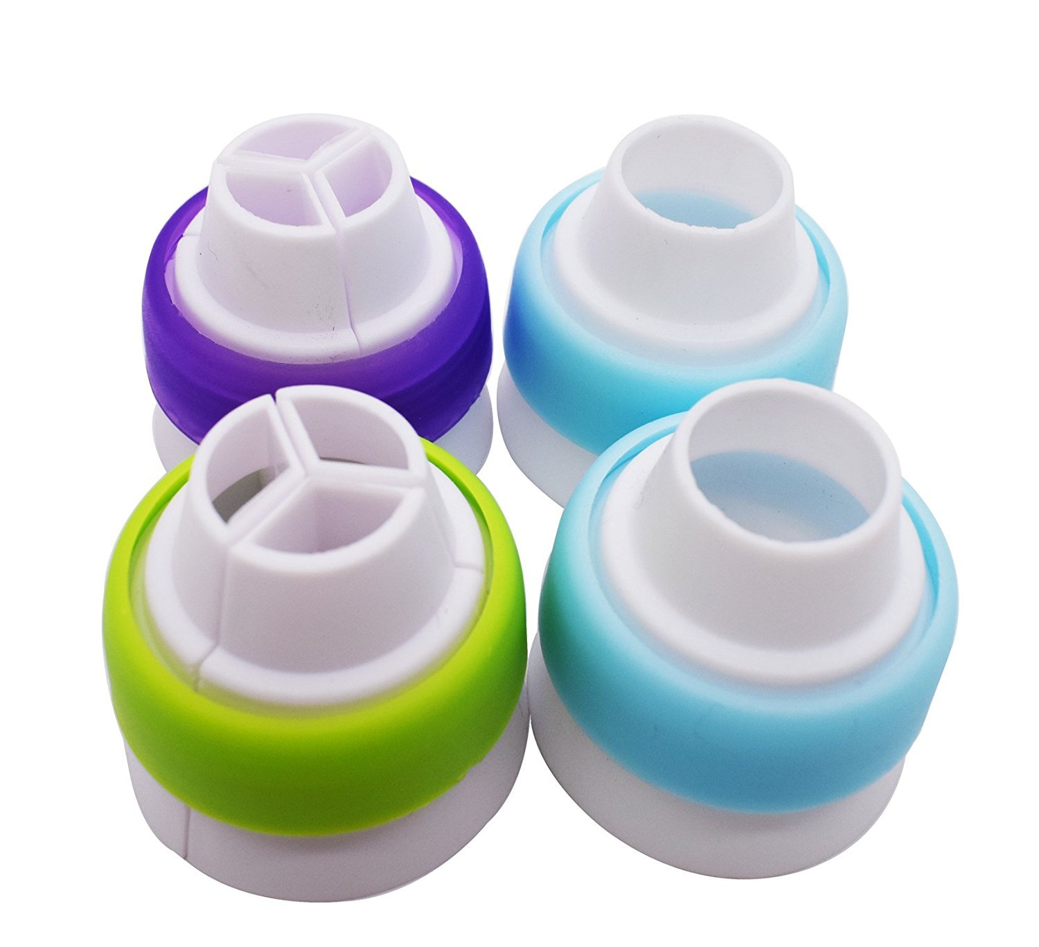 4Pcs/Set Russian Icing Large Piping Nozzles Coupler for Base 1.46 inch (3.7cm) Russian Nozzles Work Pastry Disposible Bag and Silicone Pastry Bag Quickly & Easily Attach and Swap