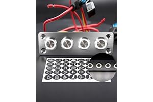 IZTOSS 4 Gang Aluminum Marine Rocker Switch Panel - Pre-Wired with White LED Indicator, 12-24 V Multi-Function Rocker Switch 