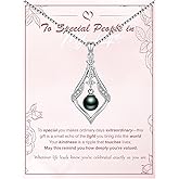 KANNSOAR Tahitian Black Pearl AAAA 18K Gold Plated Sterling Silver Trendy Pendant Necklace for Women Wife Mom Girlfriend Valentine Her Jewelry Gift for Anniversary Birthday Christmas