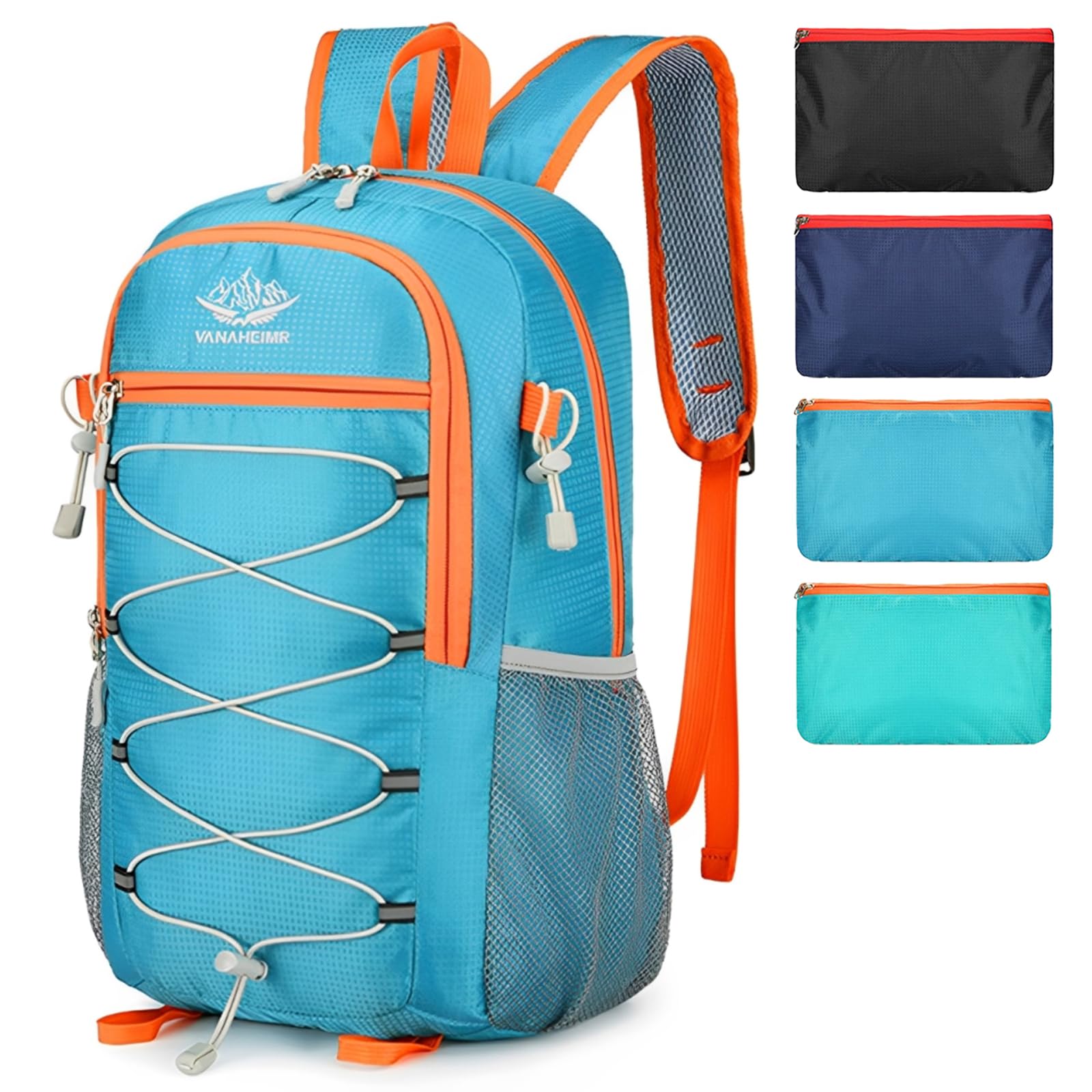 CINGHI LUSSO 25L Travel Backpack Foldable Rucksack for Men Women Ultra Lightweight Backpack for Travelling Camping Hiking Outdoor Bag Small Backpacks Waterproof Back Pack (Blue)