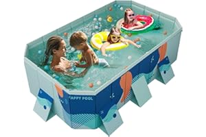 GENDLTHIJ Foldable Swimming Pool, Hard Plastic Shell Rectangular Above Ground Pools, Collapsible Swimming Pools for Outside Backyard (118in)