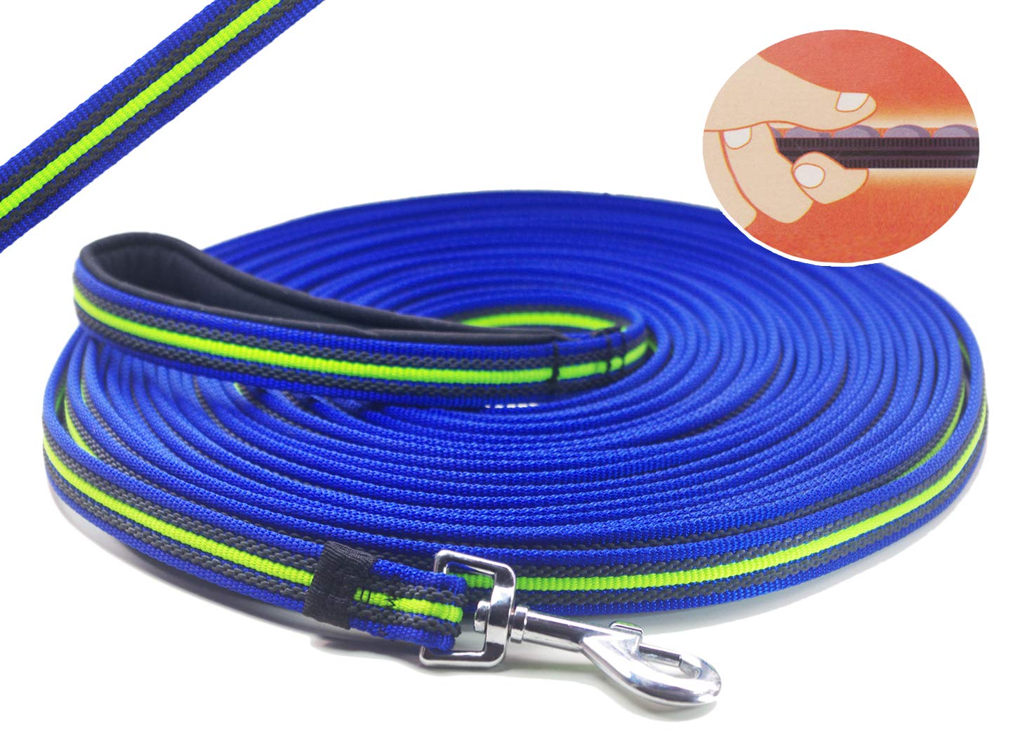 YOGADOG - Durable 15 Ft to 50 Ft Dog Tracking / Training Lead Leash - Long Lead with Padded Handle - Special Non-slip Design - For any Szie of Dogs (50ft)
