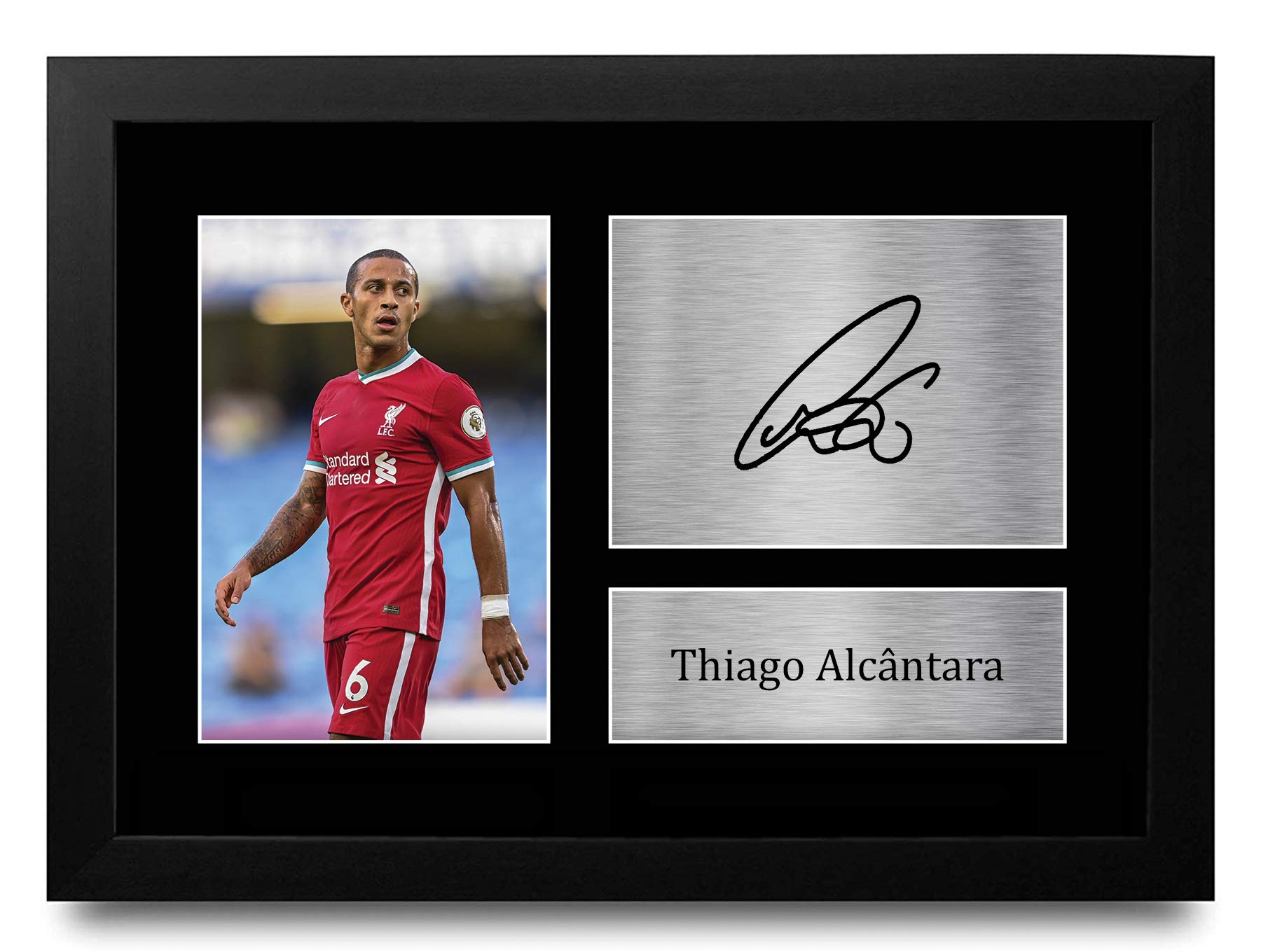 HWC Trading FR A4 Thiago Alcantara Liverpool Gifts Printed Signed Autograph Picture for Fans and Supporters - A4 Framed