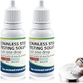 2Pcs Stainless Steel Testing Solution,15 ml Test Reagent,for Tableware Testing,Rapid Identification,Suitable for 201,301,304 and 316 Series Stainless Steel Tableware,Easy to use.