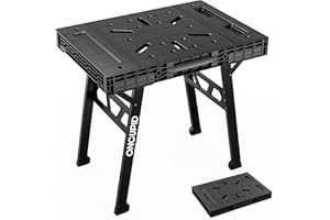 ONCUPID Express Folding Work Table, Easy Setup Portable Folding Work Table & Portable Folding Workbench, 34" W x 25" D x 31" H Lightweight Versatile Clamping Worktable for Garage/Wood Shop (Black)