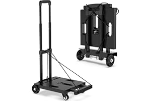 SOYO Folding Hand Truck, 265 LB Capacity Dolly Cart for Moving, Heavy Duty Fold Up Shifter Trolley Collapsible Portable Luggage Cart with 4 Wheels for Travel Shopping Office Use, Black